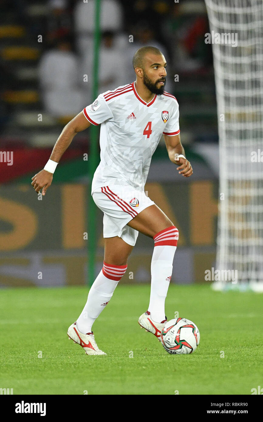 Abu Dhabi, negli Emirati Arabi Uniti. Credito: MATSUO. Decimo gen, 2019. Khalifa M Ghanim (UAE) Calcio/Calcetto : AFC Asian Cup 2019, Gruppo un match tra India 0-2 Emirati Arabi Uniti all Zayed Sport City Stadium di Abu Dhabi, negli Emirati Arabi Uniti. Credito: MATSUO .K AFLO/sport/Alamy Live News Foto Stock