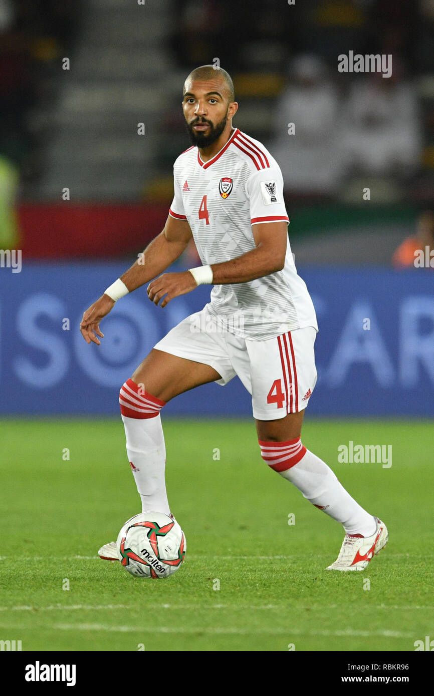 Abu Dhabi, negli Emirati Arabi Uniti. Credito: MATSUO. Decimo gen, 2019. Khalifa M Ghanim (UAE) Calcio/Calcetto : AFC Asian Cup 2019, Gruppo un match tra India 0-2 Emirati Arabi Uniti all Zayed Sport City Stadium di Abu Dhabi, negli Emirati Arabi Uniti. Credito: MATSUO .K AFLO/sport/Alamy Live News Foto Stock