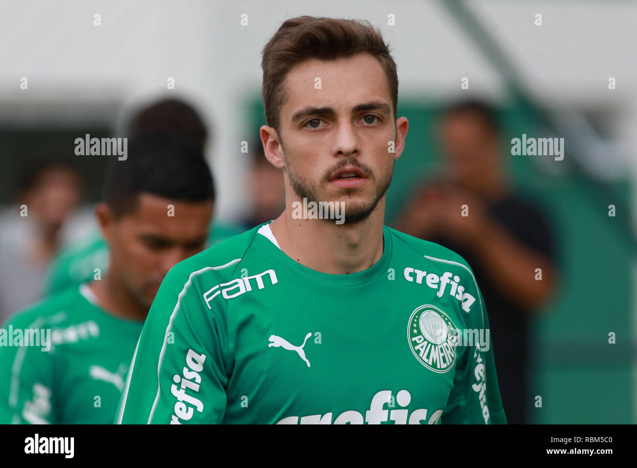 SÃO PAULO, SP - 11.01.2019: TREINO DO PALMEIRAS - Hyoran durante la formazione del Palmeiras tenutosi presso l Accademia di calcio situato nel quartiere di Barra Funda in São Paulo (SP). (Foto: Ricardo Moreira/Fotoarena) Foto Stock