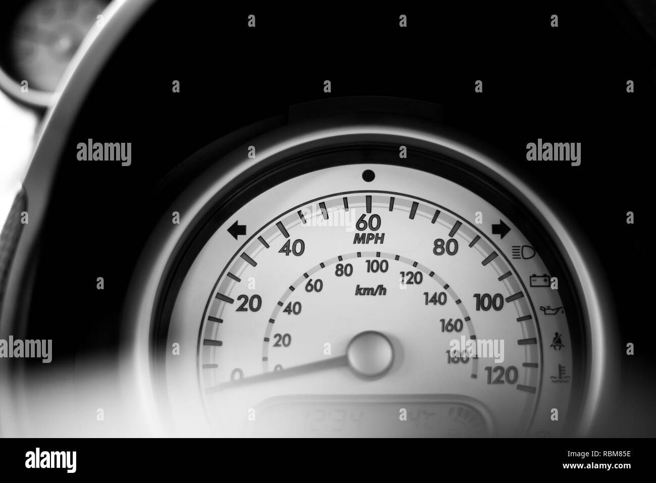 Cruscotto di veicolo manometro - tachimetro - Velocità in mph Foto Stock
