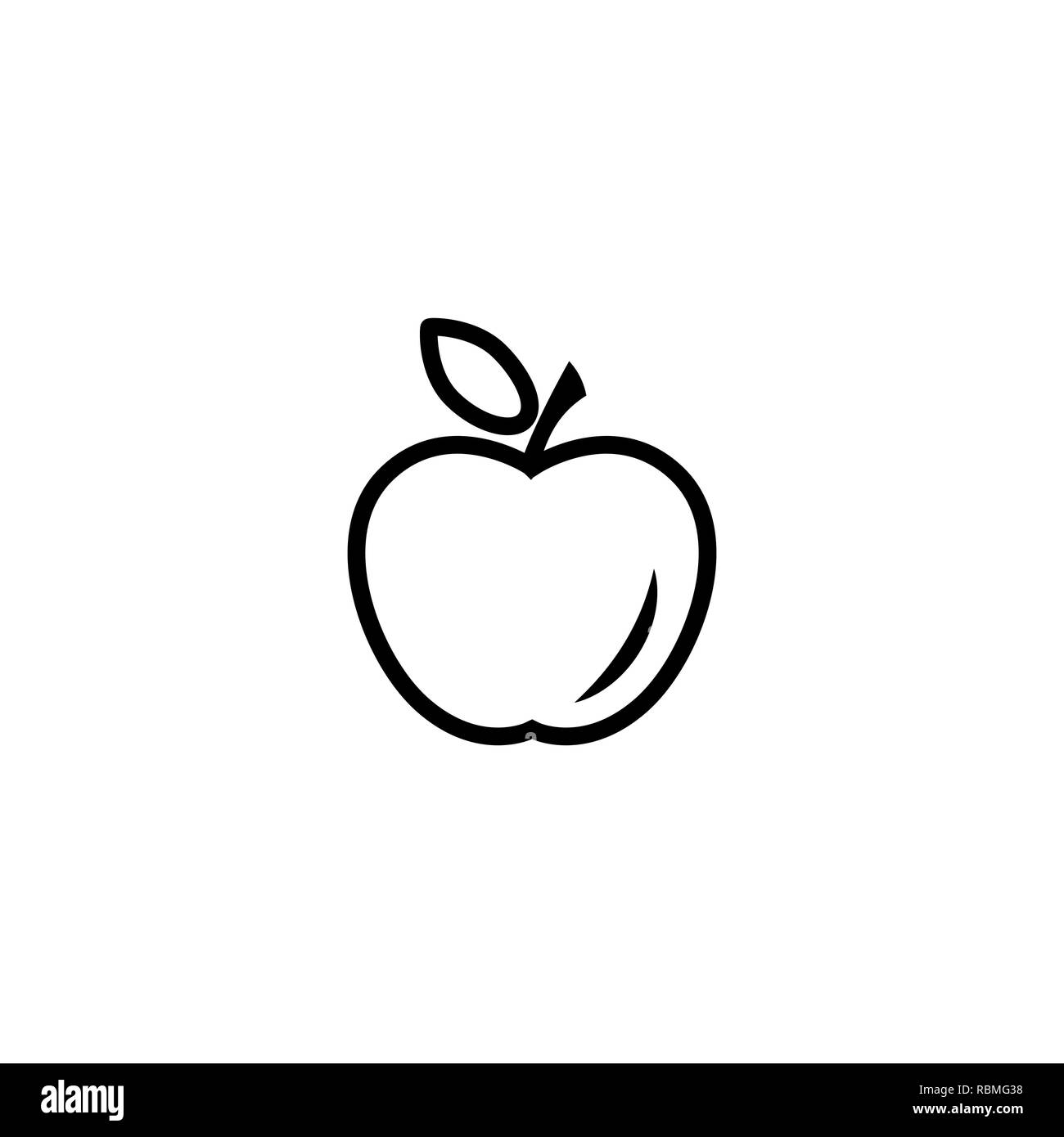 Apple icona di linea in bianco e nero Illustrazione Vettoriale