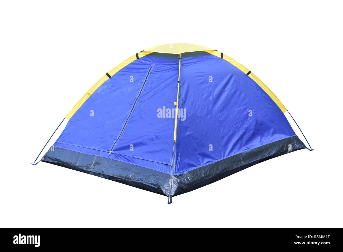 Tenda da campeggio blu dicut su sfondo bianco. Foto Stock