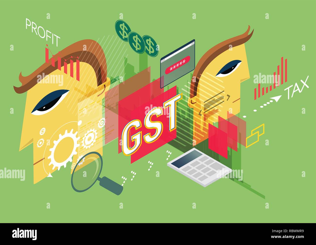 La GST impatto sul business - Illustrazione come EPS file 10 Illustrazione Vettoriale