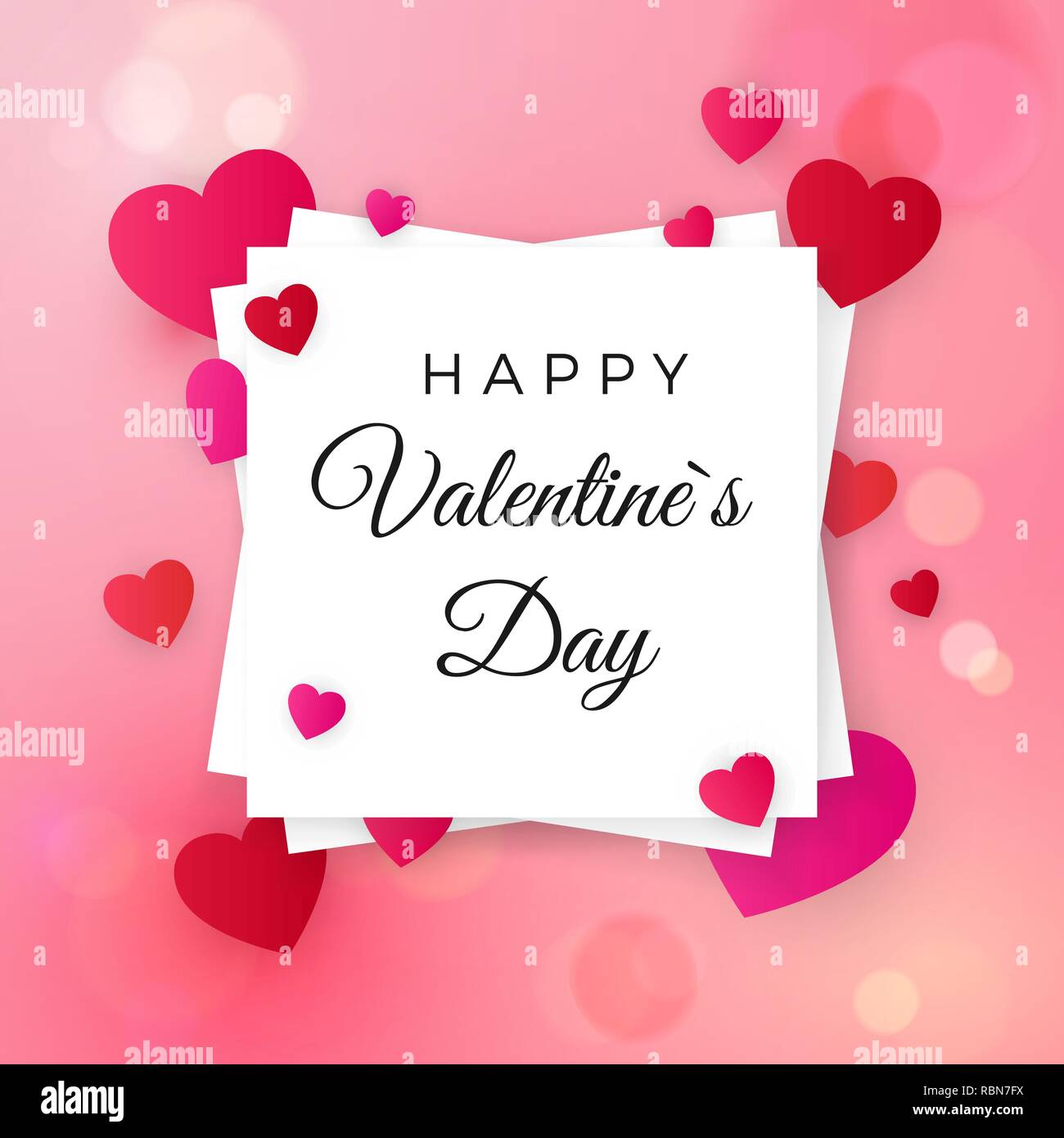 Felice il giorno di San Valentino di nozze e gli elementi di design. Saluto il testo su etichetta bianca su sfondo rosa con cuori. Essere il mio saluto di san Valentino card. Vettore i Illustrazione Vettoriale