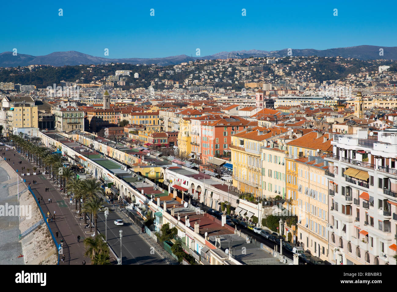 Panorama di Nizza da colline du Château, Francia Foto Stock