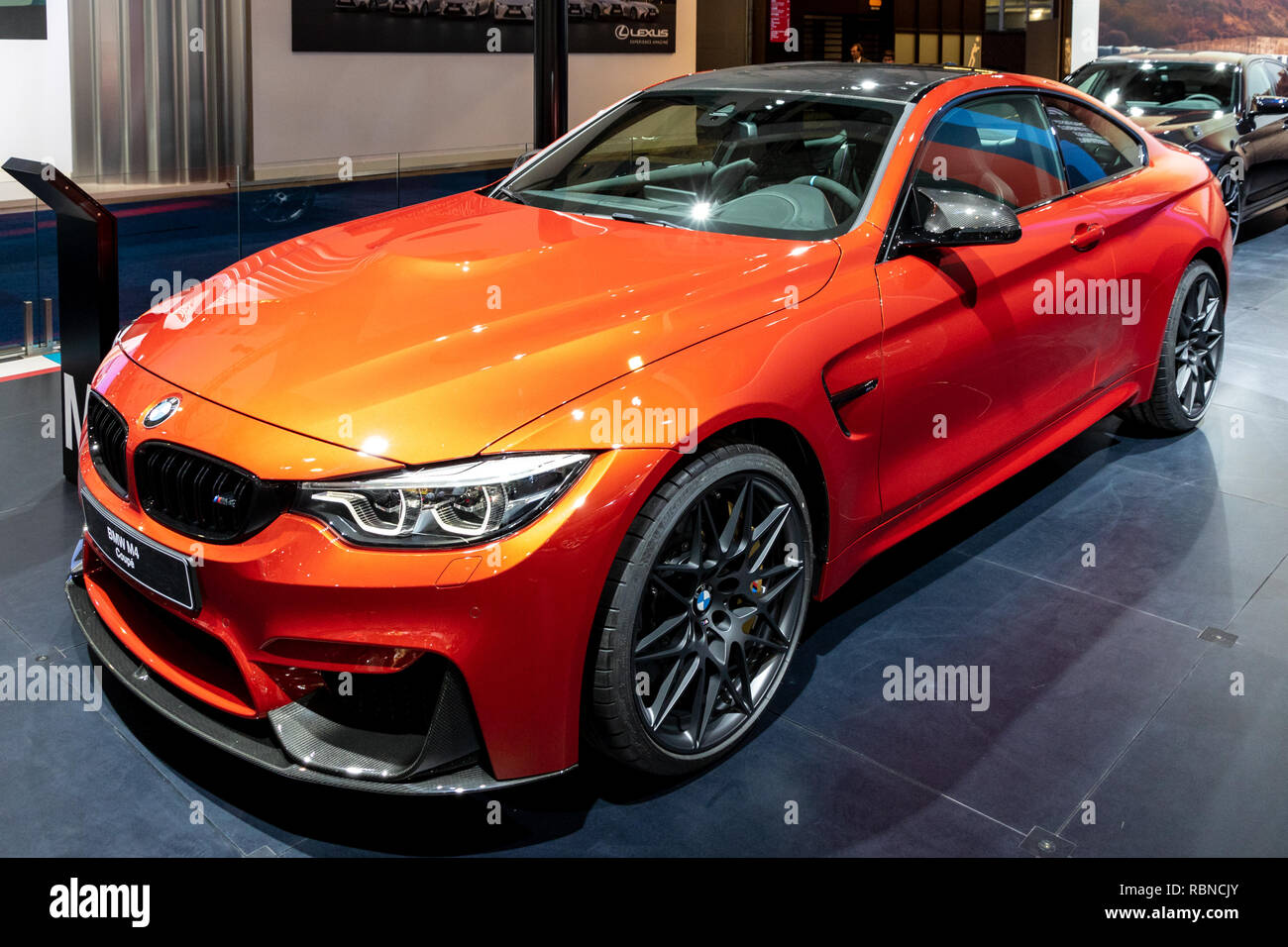 Bruxelles - Jan 10, 2018: BMW M4 Coupe auto esposti all Expo di Bruxelles Autosalon motor show. Foto Stock