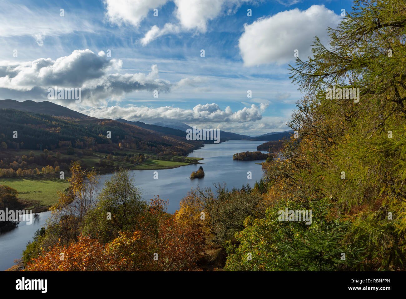Autunno a Queen's View, Loch Tummel, vicino Pitlochry, Perth and Kinross, Scozia Foto Stock