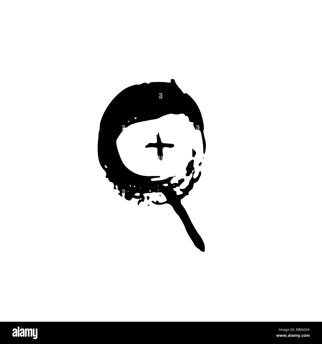 Lente di ingrandimento icona grunge. Acquerello disegnato a mano illustrazione vettoriale. Illustrazione Vettoriale