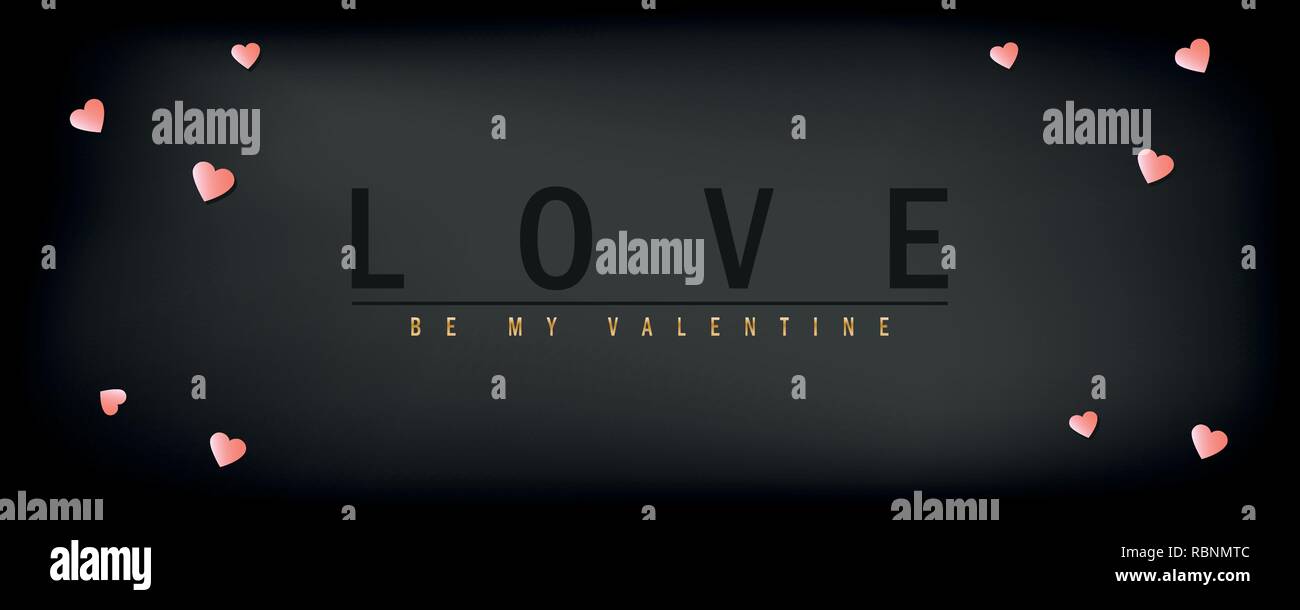 L'amore il giorno di san valentino dark greeting card con la tipografia e cuori illustrazione vettoriale EPS10 Illustrazione Vettoriale