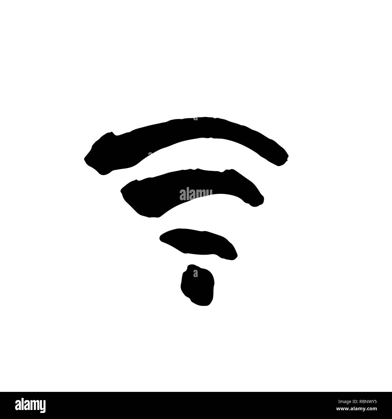 WIFI icona grunge. Vettore inchiostro handdrawn illustrazione della spazzola. Illustrazione Vettoriale