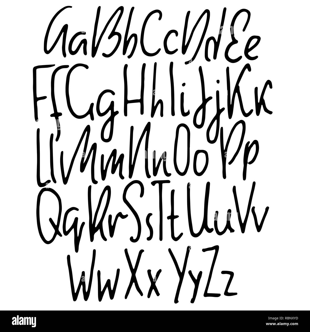 Doodle semplice grunge font. Disegnata a mano letterss. Tipografia illustrazione vettoriale. Illustrazione Vettoriale