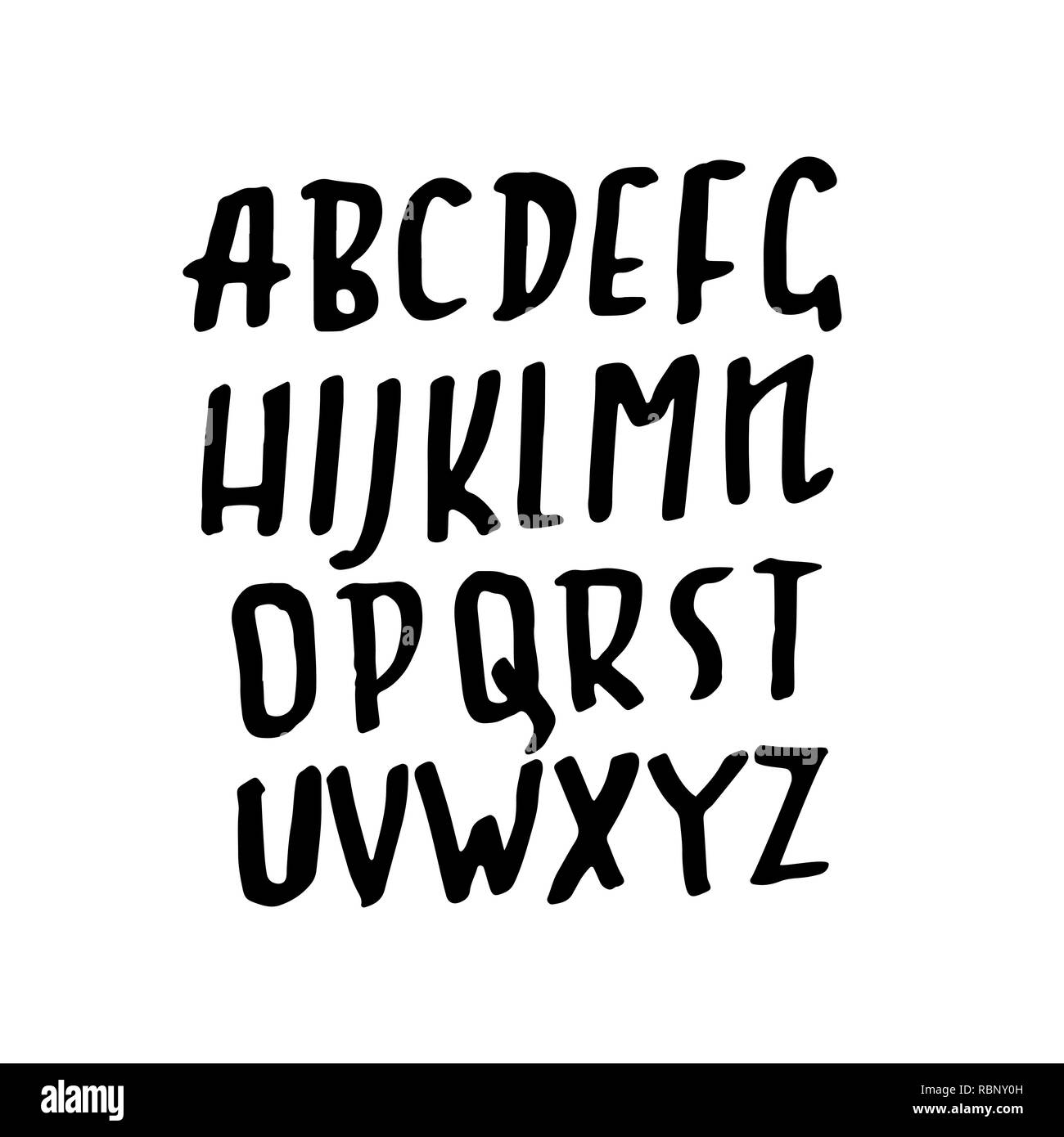 Doodle semplice grunge font. Disegnata a mano letterss. Tipografia illustrazione vettoriale. Illustrazione Vettoriale