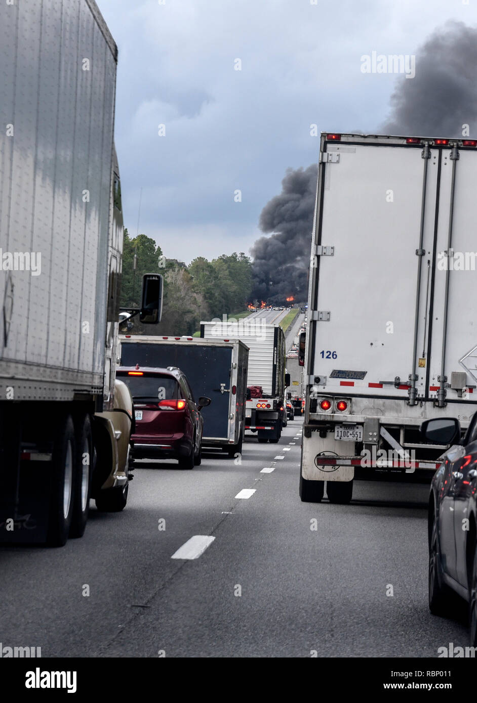 Relitto sulla Interstate 75 vicino a Gainesville, Florida, che ha ucciso 7 persone di cui 5 bambini da una Chiesa in Louisiana. Foto Stock