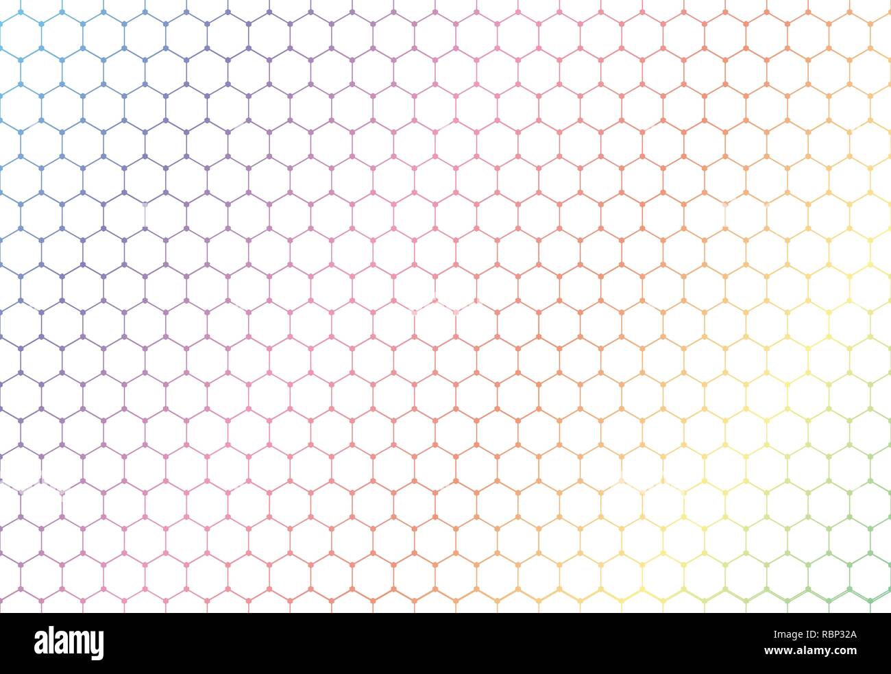 Abstract esagoni colorati seamless pattern su sfondo bianco e texture. Linee esagonale net con punti a croce punti. Illustrazione Vettoriale Illustrazione Vettoriale