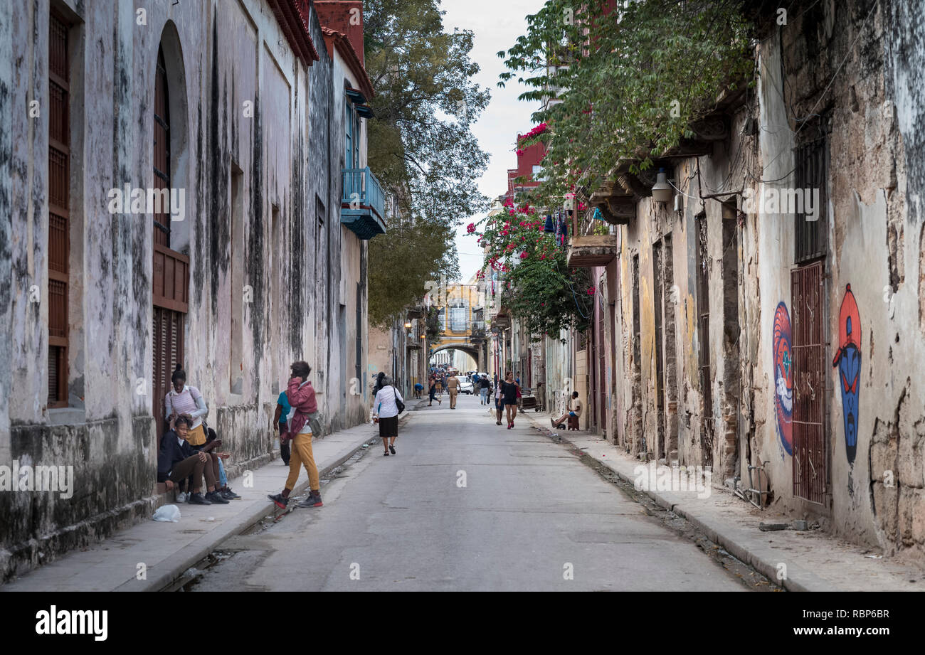 Scena di strada HAVANA CUBA Foto Stock