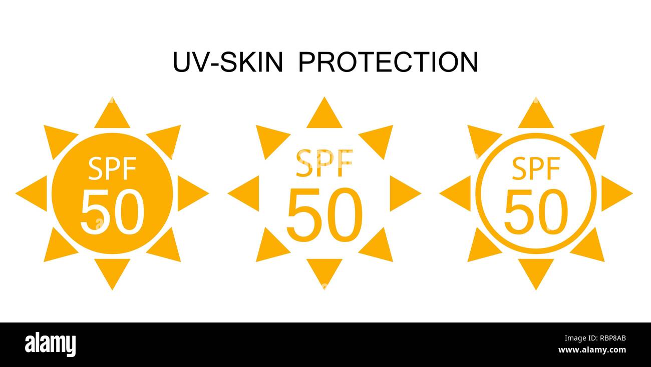 UV-protezione solare Icona segno insieme di raccolta. Illustrazione Vettoriale Illustrazione Vettoriale
