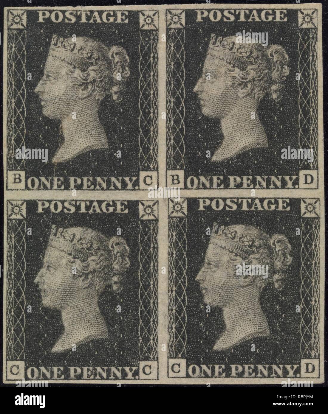Penny Black' francobolli Foto stock - Alamy