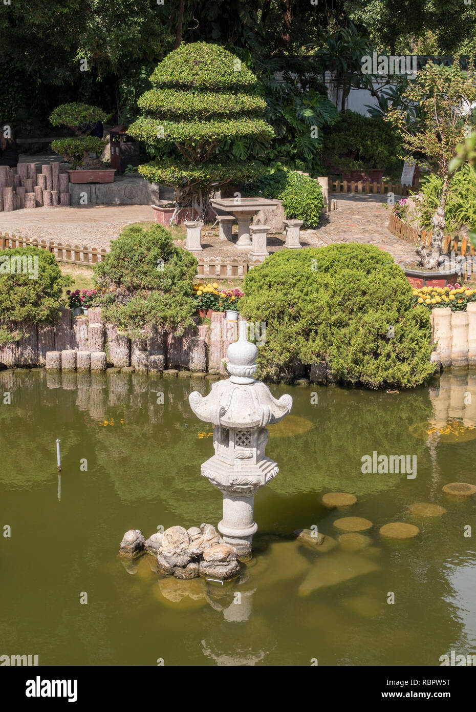 Giardino ornamentale sull Isola di Gulangyu vicino a Xiamen Cina Foto Stock