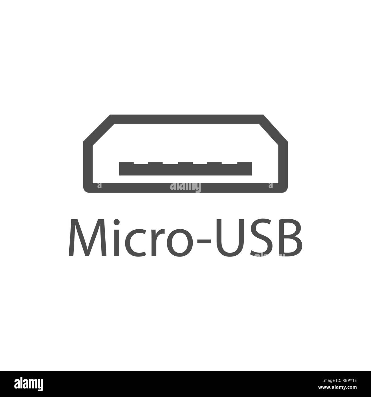 Porta USB icona. Il micro-USB segno. Illustrazione Vettoriale, design piatto. Illustrazione Vettoriale