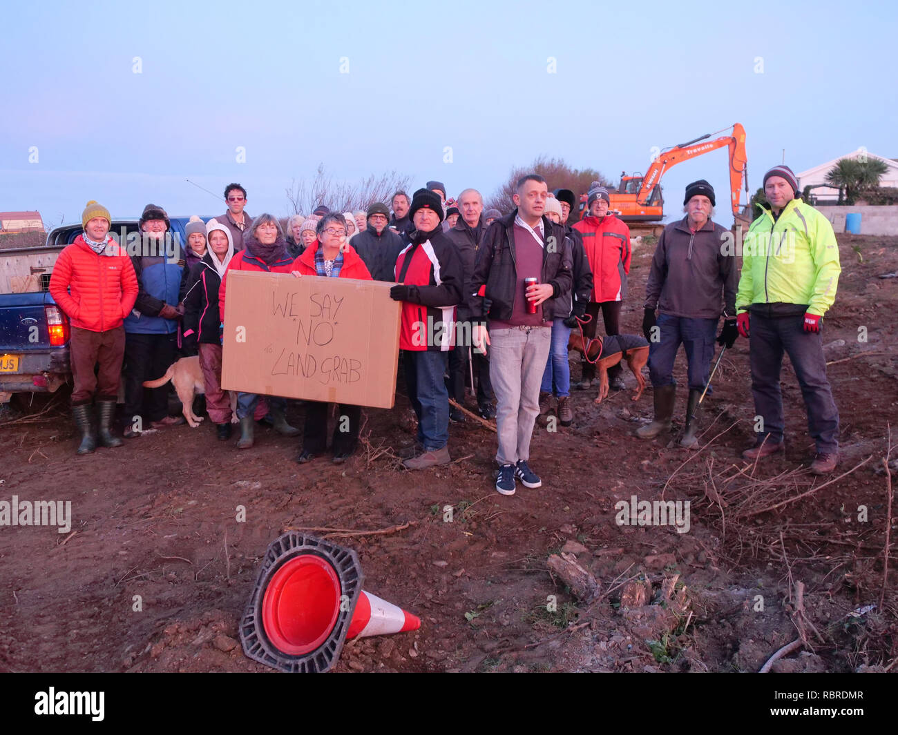 Protesta dei cittadini al land grab in Cornovaglia Foto Stock