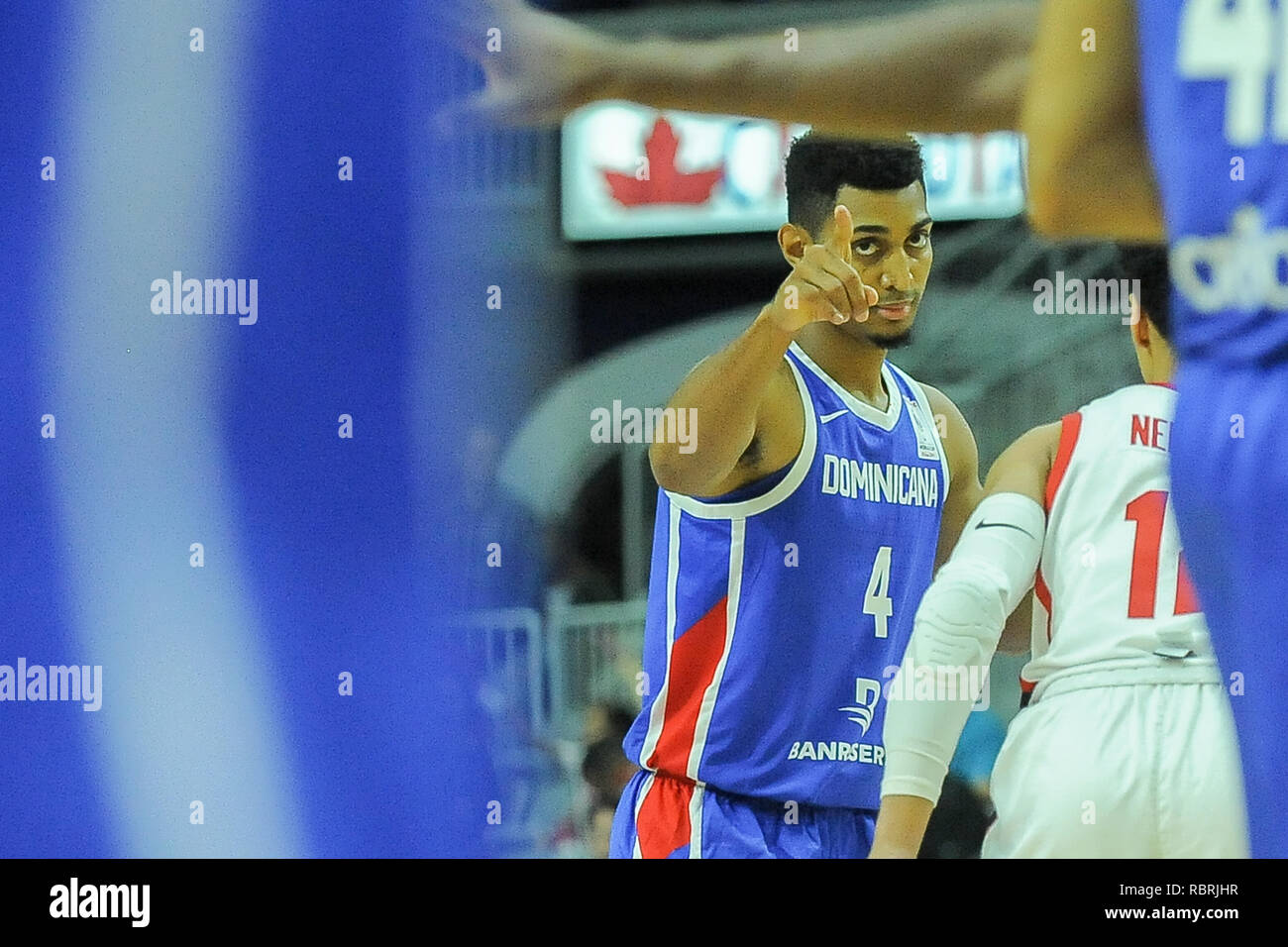 Gelvis Solano visto durante il Canada la squadra nazionale vs Repubblica Dominicana squadra nazionale di pallacanestro FIBA World Cup 2019 qualificatori di Ricoh Arena del Colosseo. Il Canada ha vinto 97-61 Foto Stock