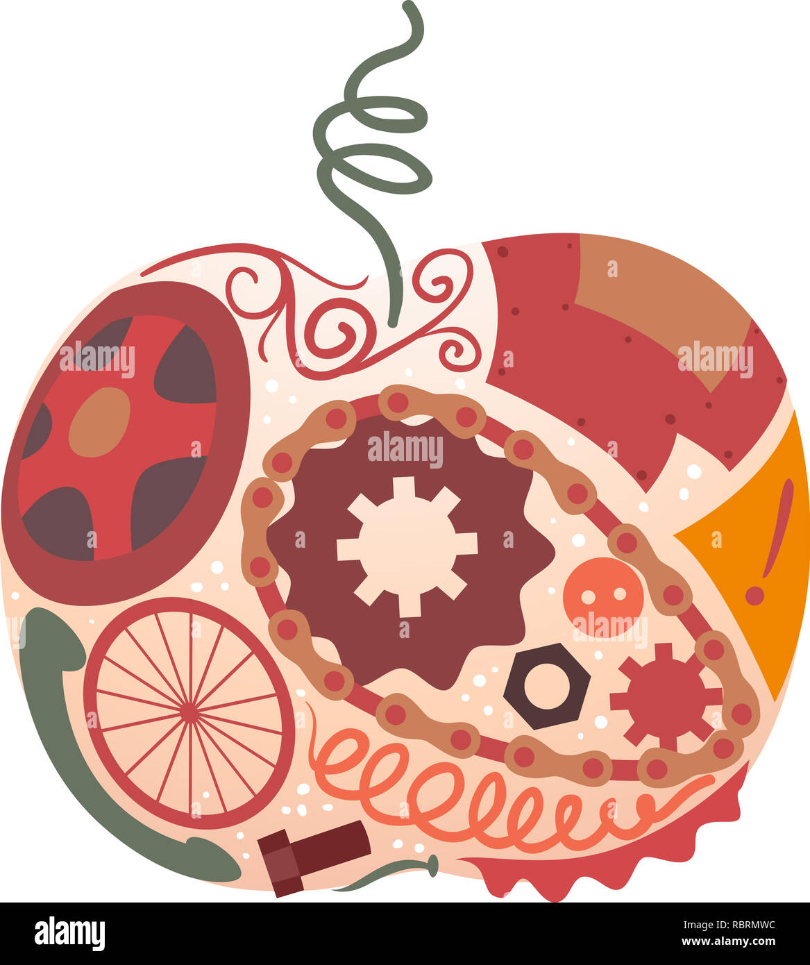 Illustrazione di un arte indesiderata Apple Design realizzato da ruote dentate e Junkyard sfridi Foto Stock