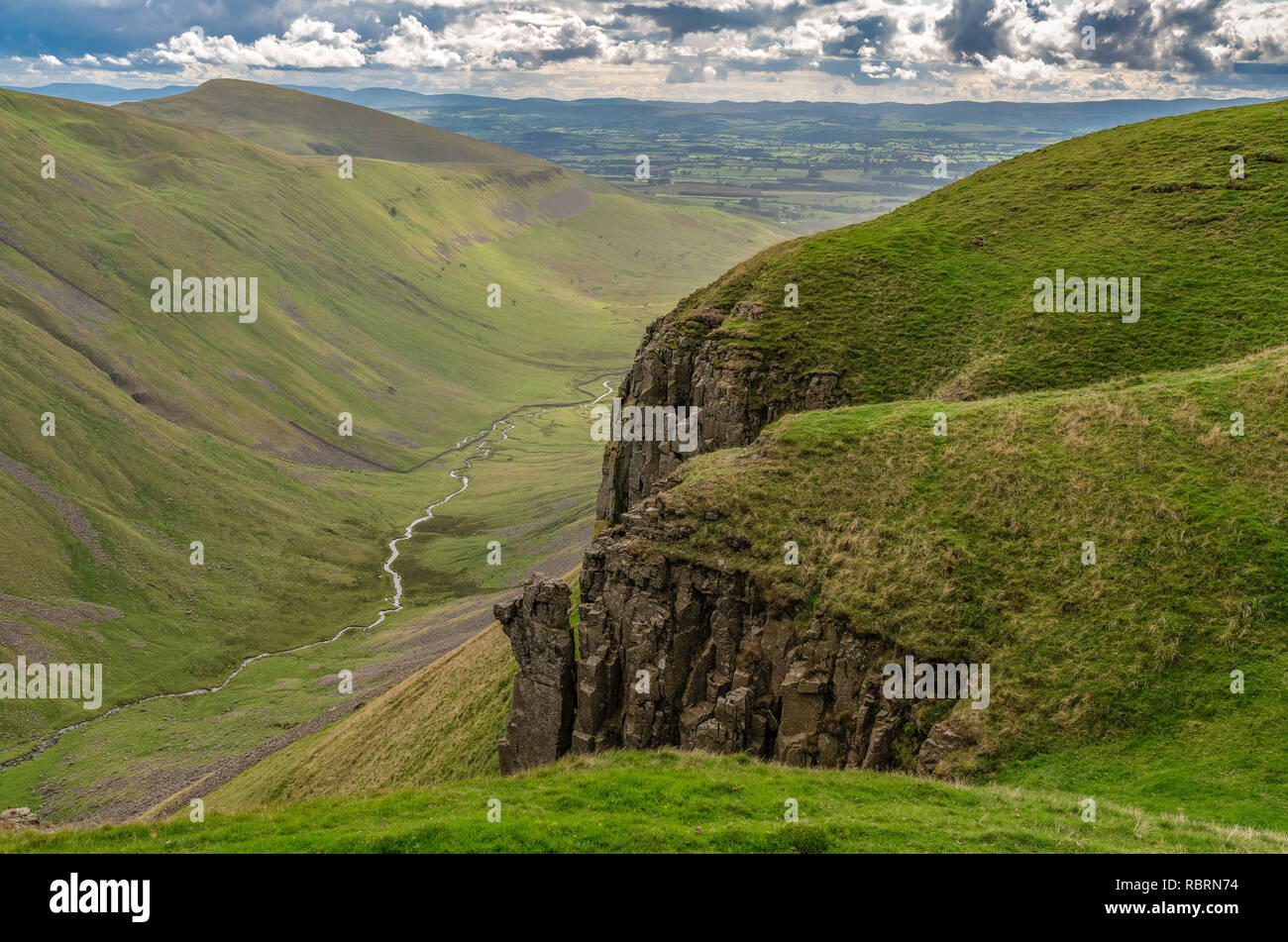 North Pennines paesaggio di alta Cup Nick in Cumbria, England, Regno Unito Foto Stock