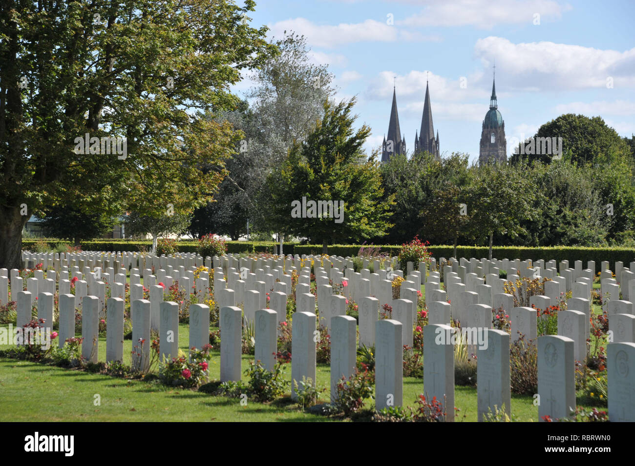 Bayeux Cimitero di Guerra, Bayeux, Normandia, Francia Foto Stock