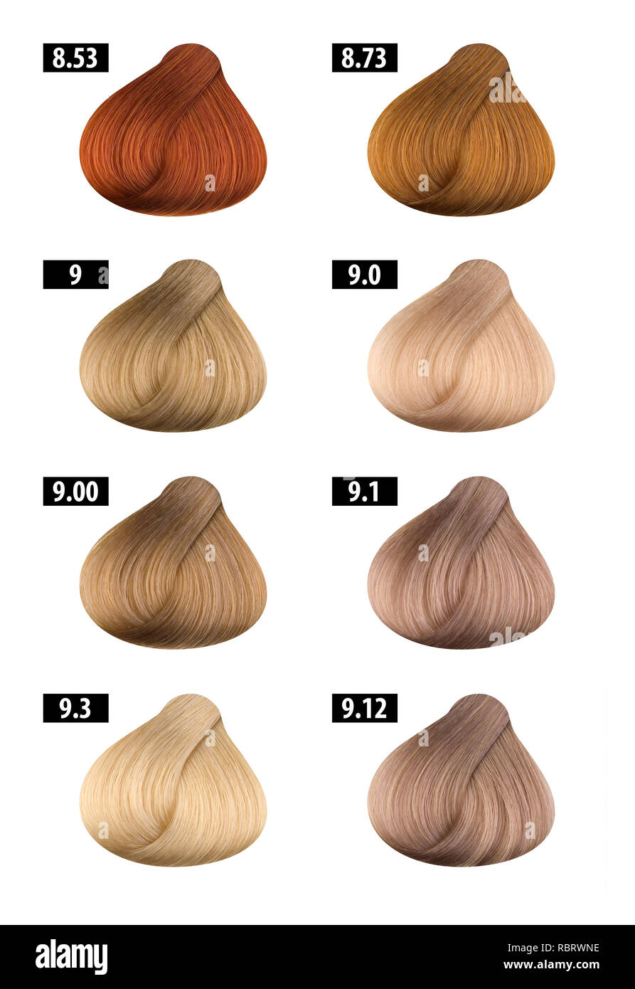 Haircolor e tintura per capelli, cartella colori, numeri di colori 10 Foto  stock - Alamy