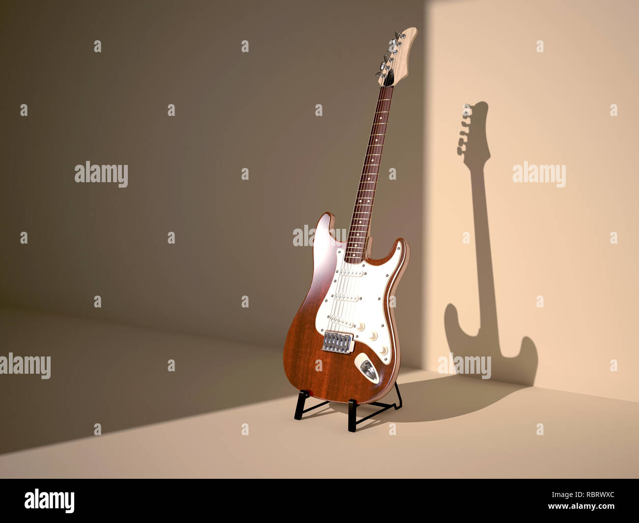 3D render di chitarra Foto Stock