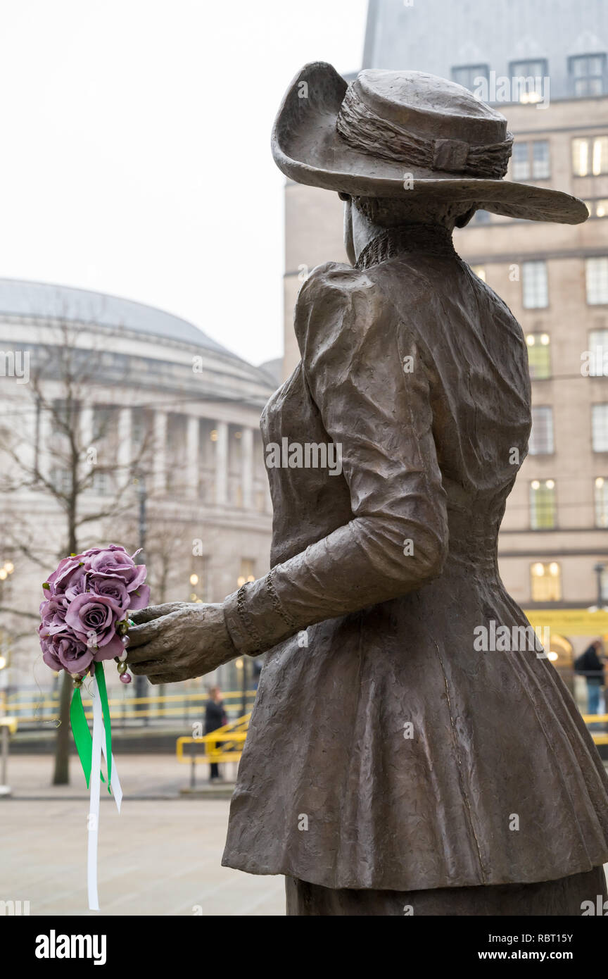 Statua di Emmeline Pankhurst, Piazza San Pietro, Manchester Foto Stock