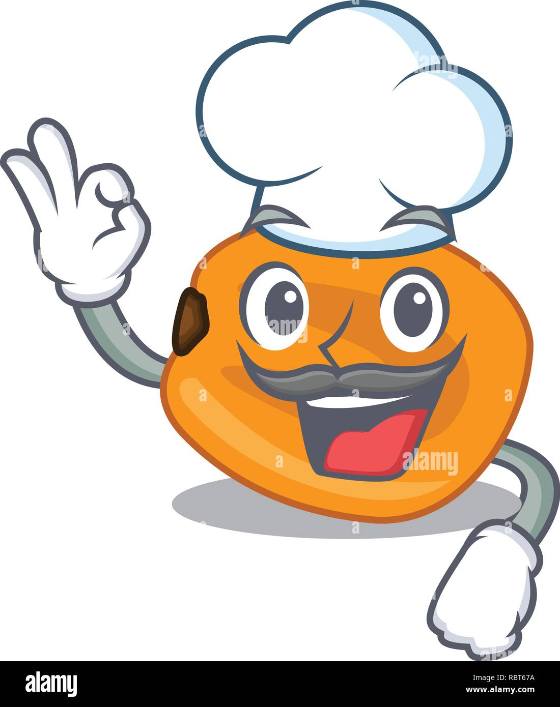 Chef di mais sono i dadi sulla piastra di mascotte Illustrazione Vettoriale