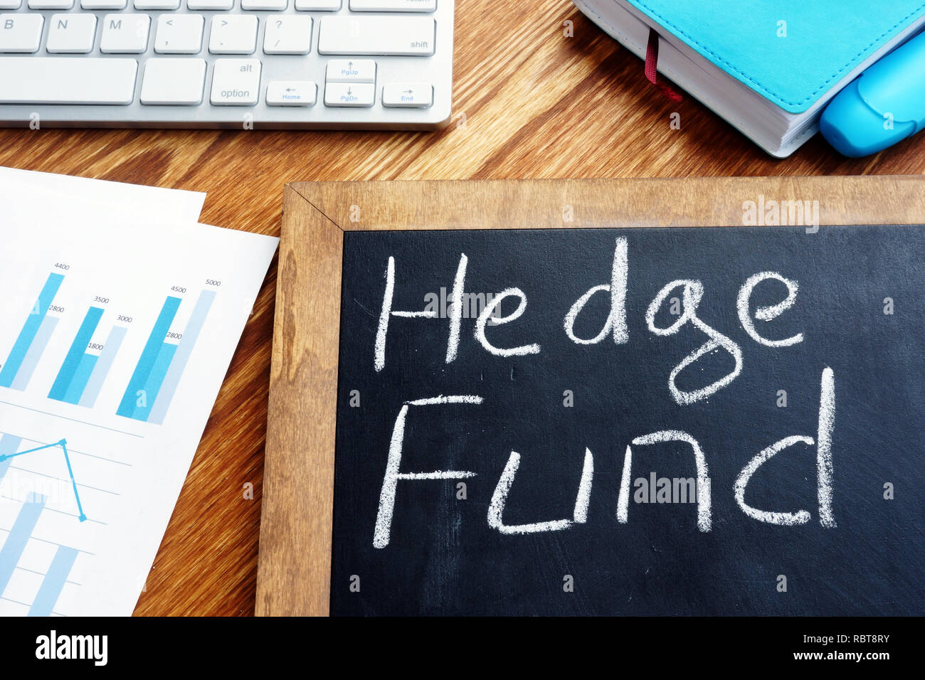 Hedge Fund scritto su una lavagna. Foto Stock