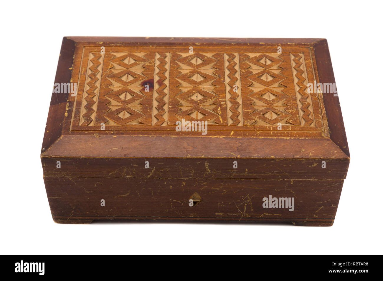 Rigato in legno portagioie Foto Stock