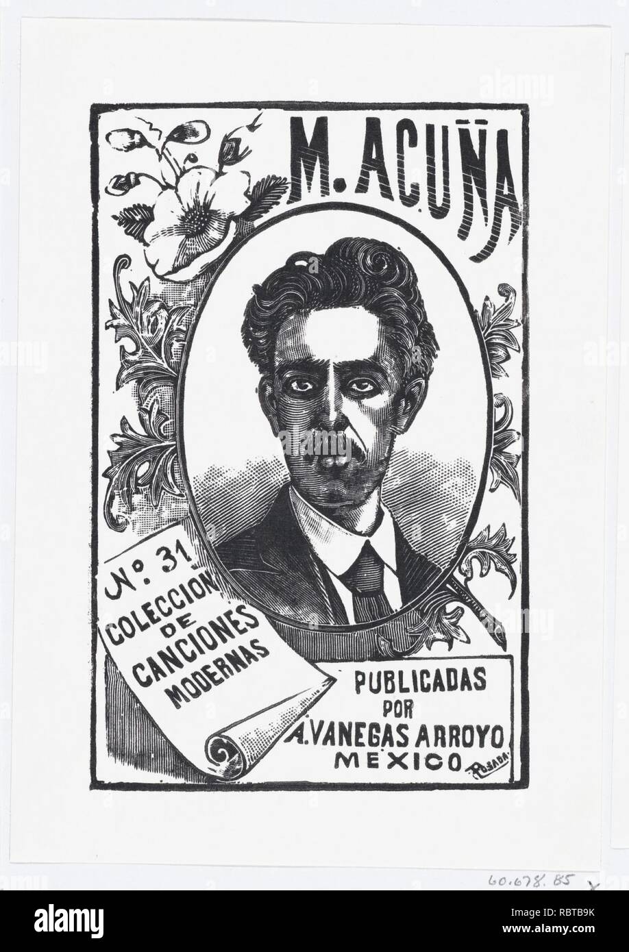 Un ritratto di Manuel Acuña, illustrazione per 'Manuel Acuña", pubblicato da Antonio Vanegas Arroyo Foto Stock
