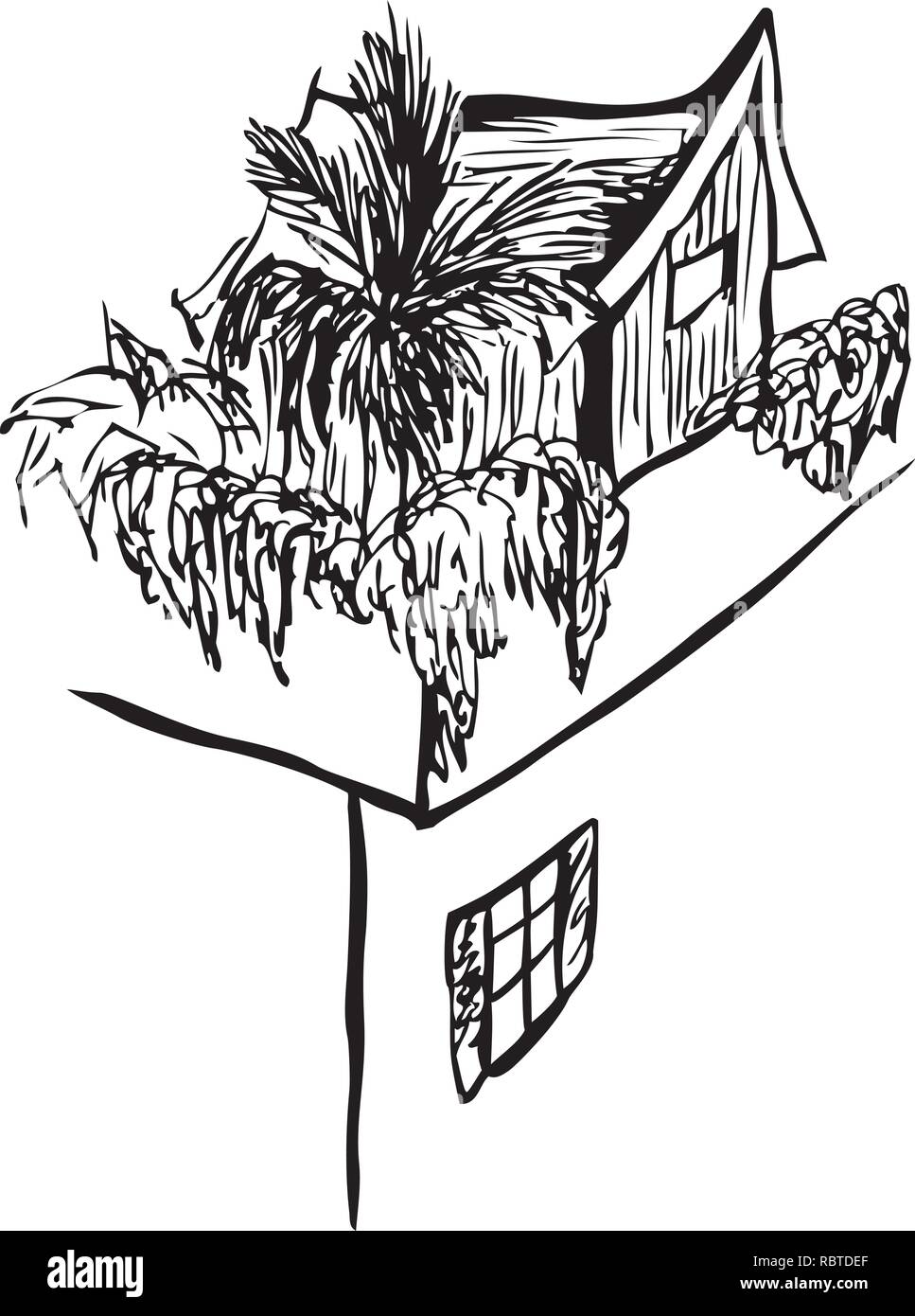Schizzo di capanna in legno sulla parte superiore di una casa di pietra da jziprian Illustrazione Vettoriale
