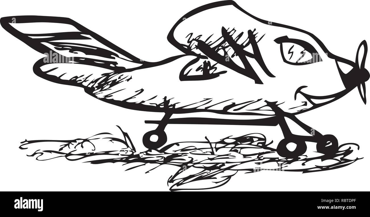 Schizzo fittizio di un sorridente velivolo ultraleggero da jziprian Illustrazione Vettoriale