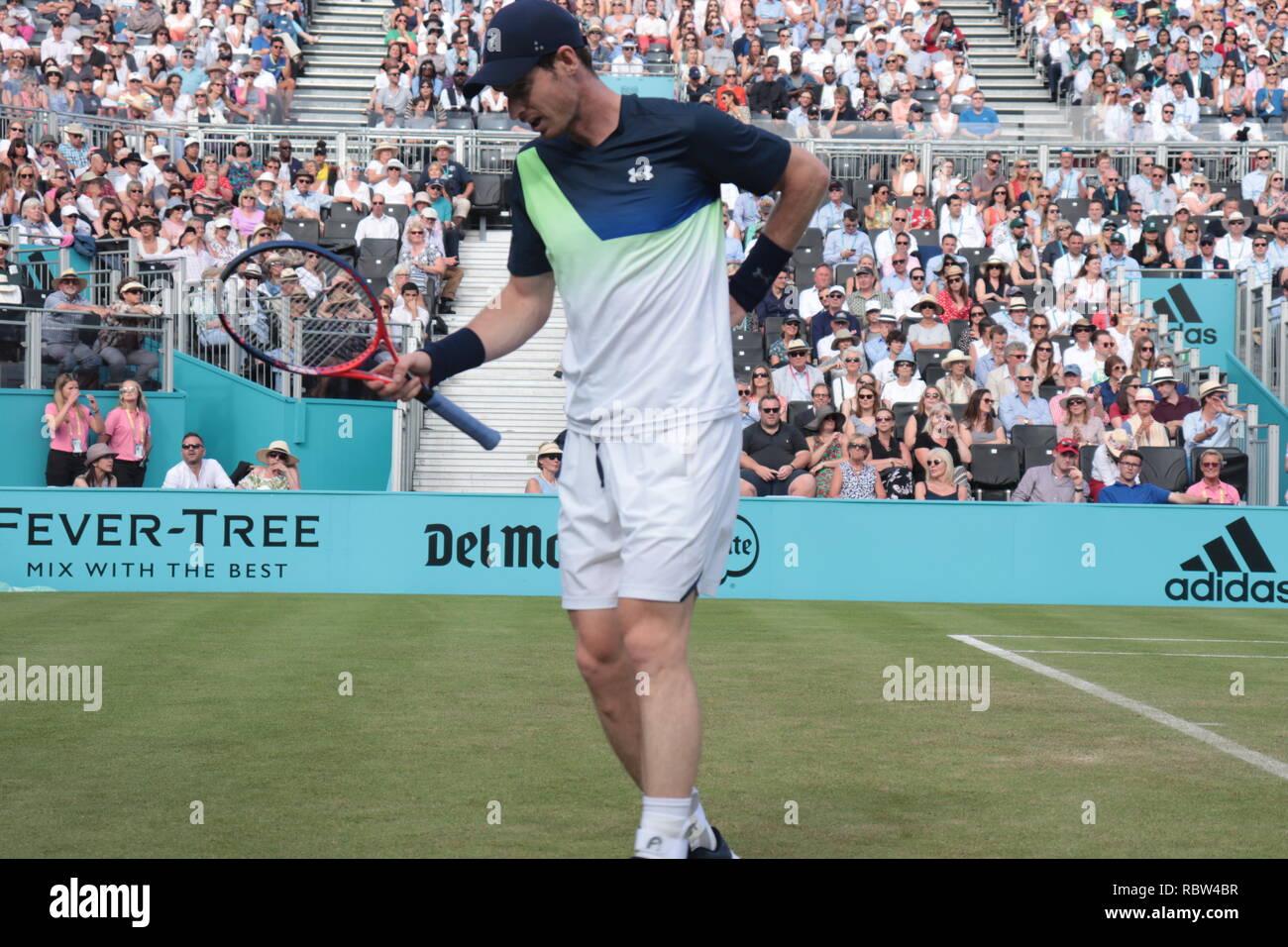 Andy Murray vs Nick Krygios, Regine Club febbre campionati ad albero Giugno 2018. Murray il debutto in gara dopo la chirurgia dell'anca. Egli ha perso la partita in tre set e ritirato da Wimbledon un paio di settimane più tardi. Foto Stock