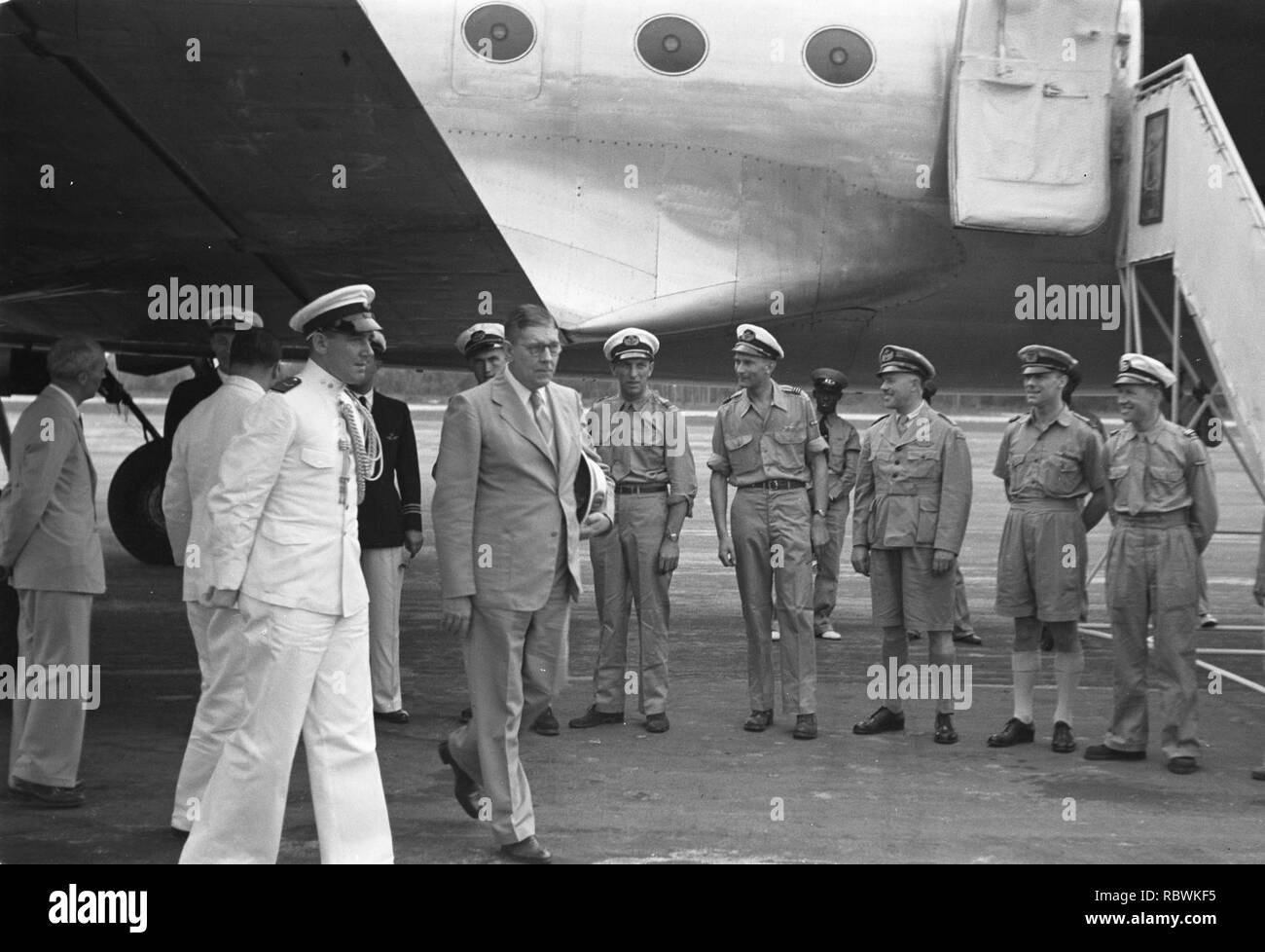 Aankomst van het eerste vliegtuig van de KLM in West-Indie, Bestanddeelnr 901-5528. Foto Stock
