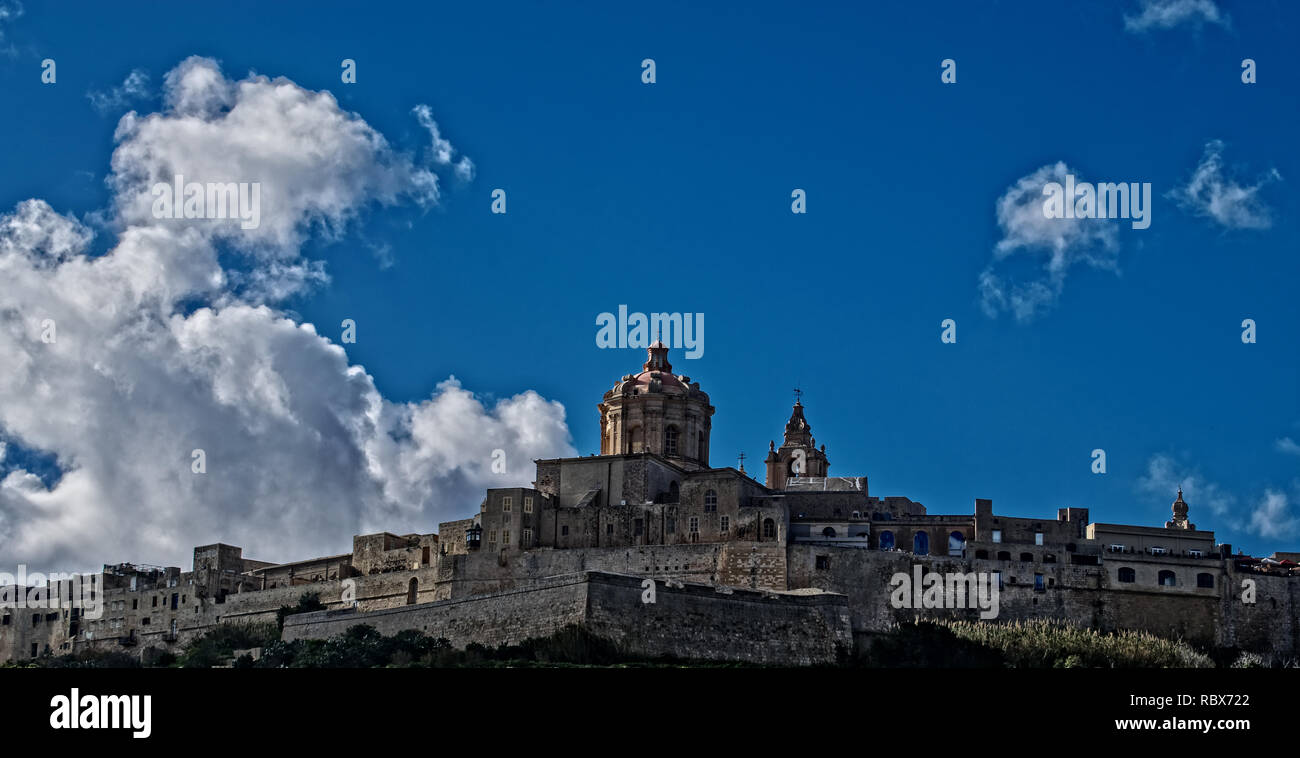Una vista di Mdina, Malta Foto Stock