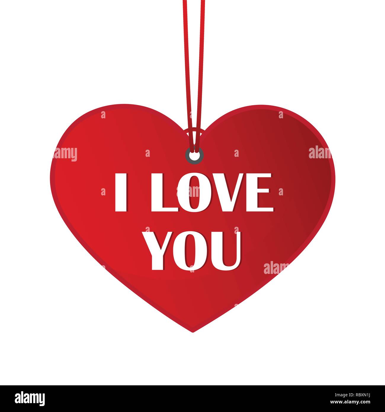 Ti amo rosso cuore pendenti etichetta su sfondo bianco illustrazione vettoriale EPS10 Illustrazione Vettoriale