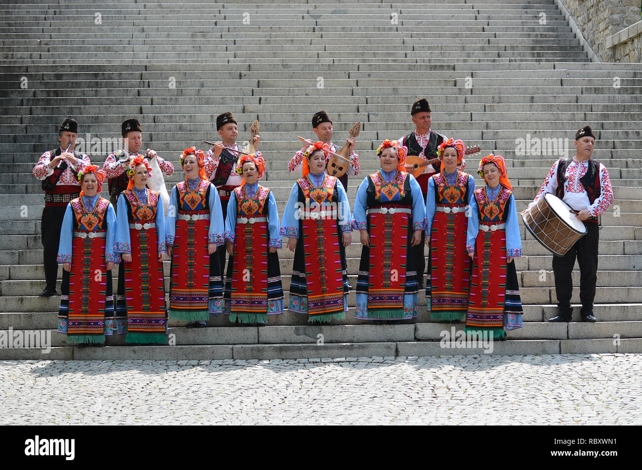 La città di Plovdiv, Bulgaria: Presentazione del tradizionale bulgara folklore musica nella città di Plovdiv, capitali della cultura 2019 Foto Stock