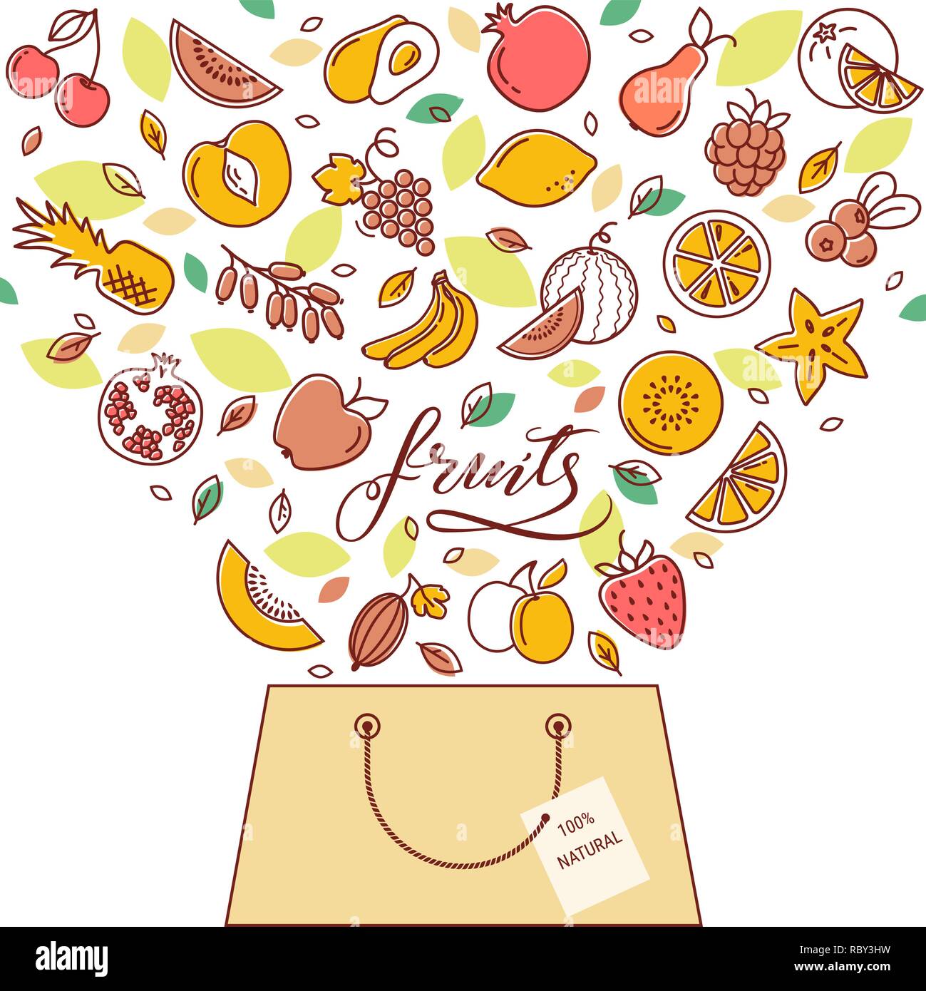 Carrello con frutto nel vettore. L'illustrazione per il sito, di stampa e di design. Illustrazione Vettoriale
