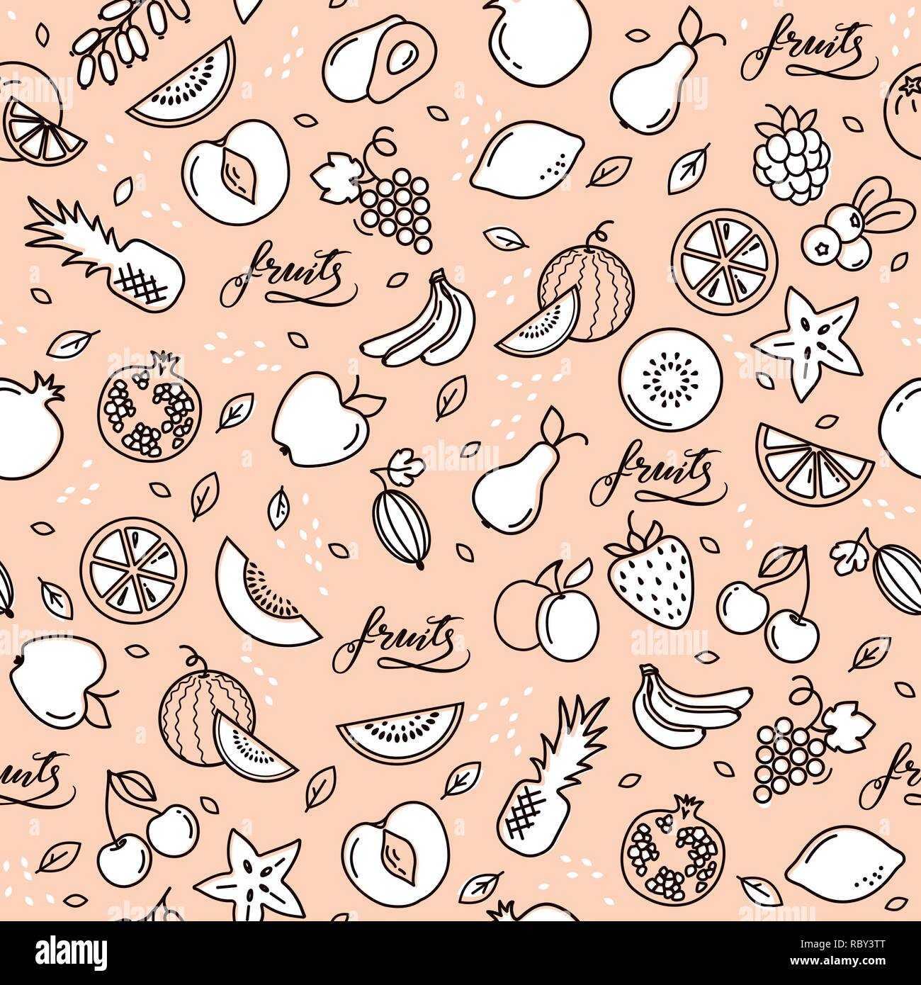 Sfondo senza giunture, pattern con frutti Illustrazione Vettoriale