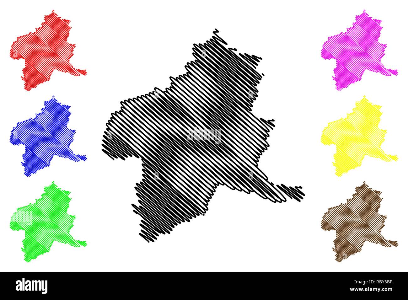 Prefettura di Gunma (divisioni amministrative del Giappone, Prefetture del Giappone) mappa illustrazione vettoriale, scribble sketch mappa di Gunma Illustrazione Vettoriale