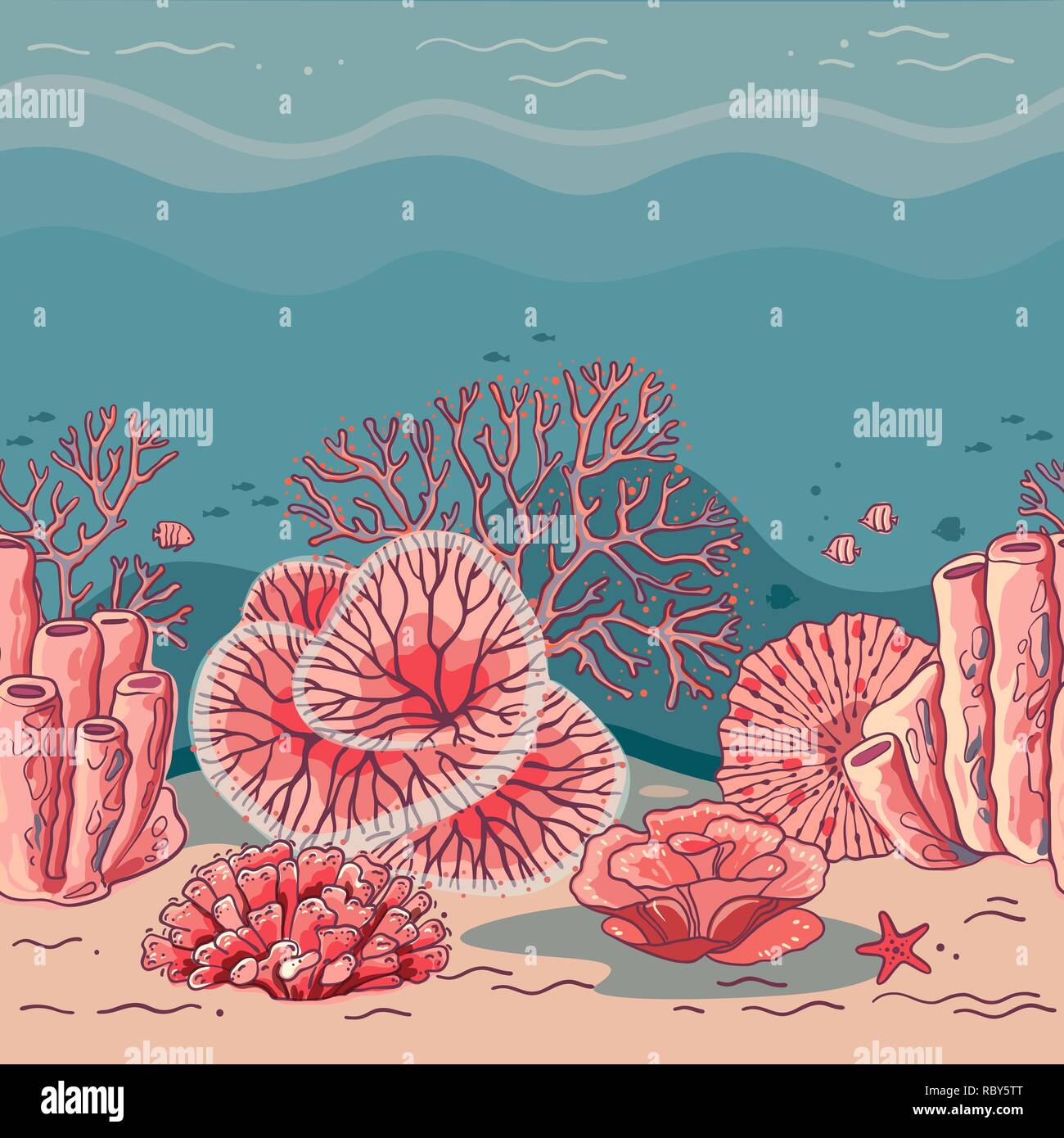 Bellissimi coralli carta per stampare Illustrazione Vettoriale