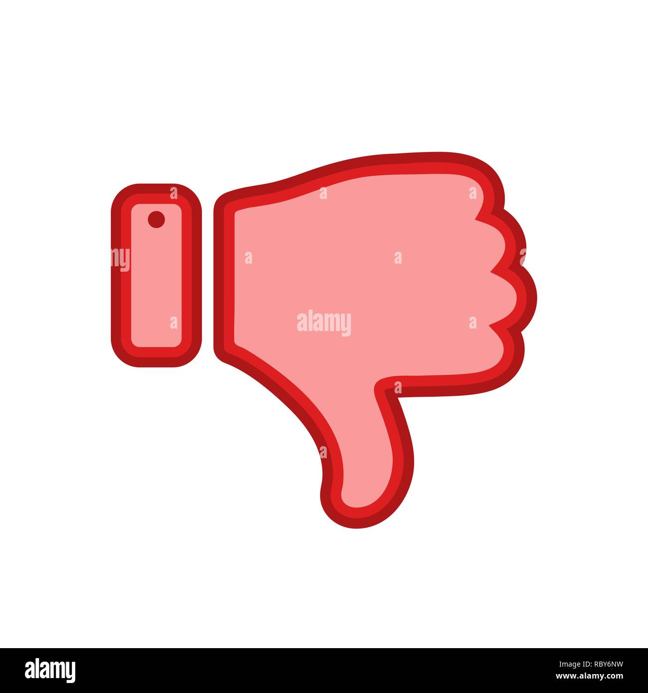 Pollice giù icona nel design piatto. Illustrazione Vettoriale. Rosso simbolo di antipatia, isolato su sfondo bianco Illustrazione Vettoriale