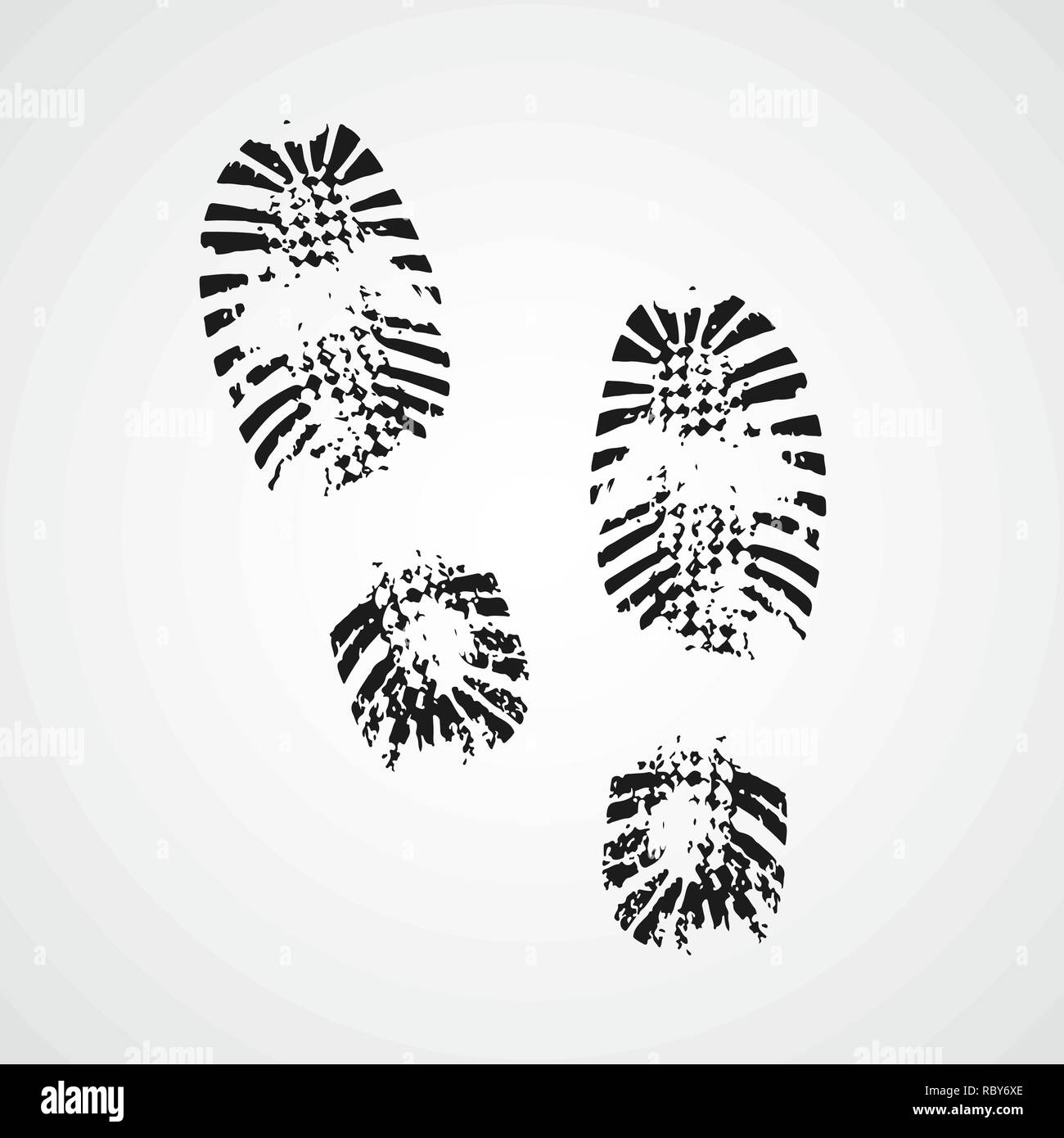 Nero con footprint di grunge da scarpe. Illustrazione Vettoriale. Footprint di grunge isolato. Illustrazione Vettoriale