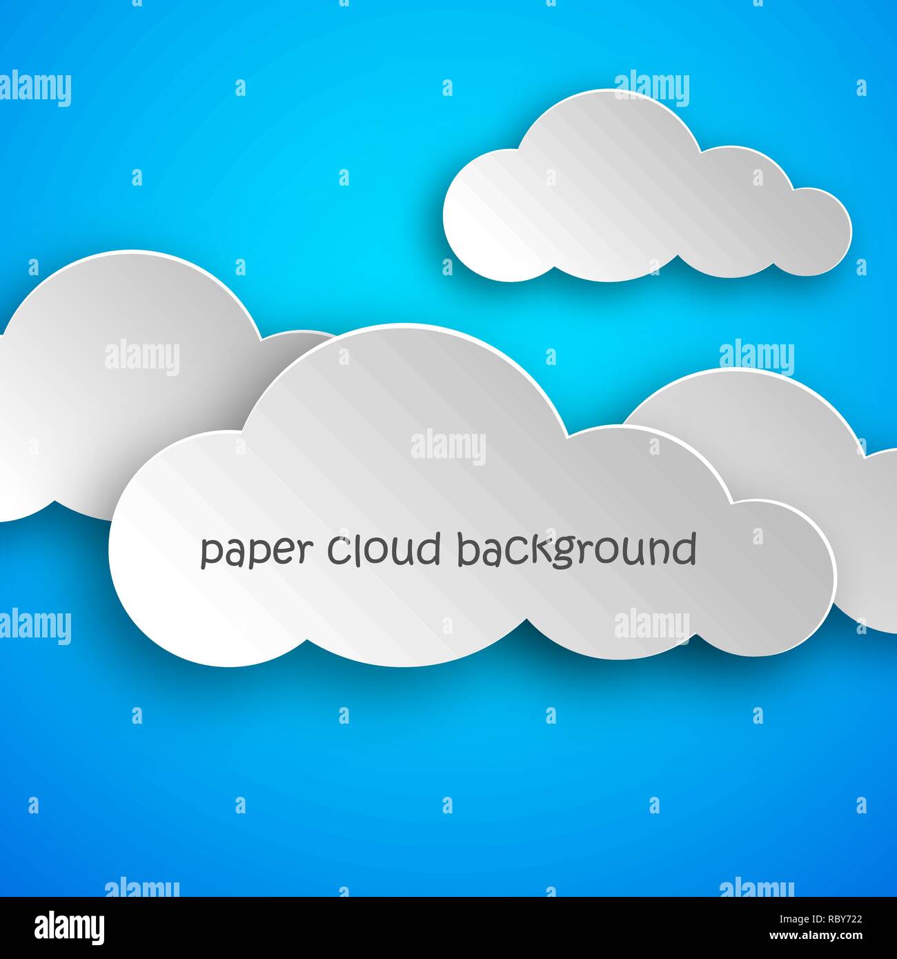 Arte di carta di nuvole su sfondo blu. Illustrazione Vettoriale. Sfondo astratto con il cloud Illustrazione Vettoriale
