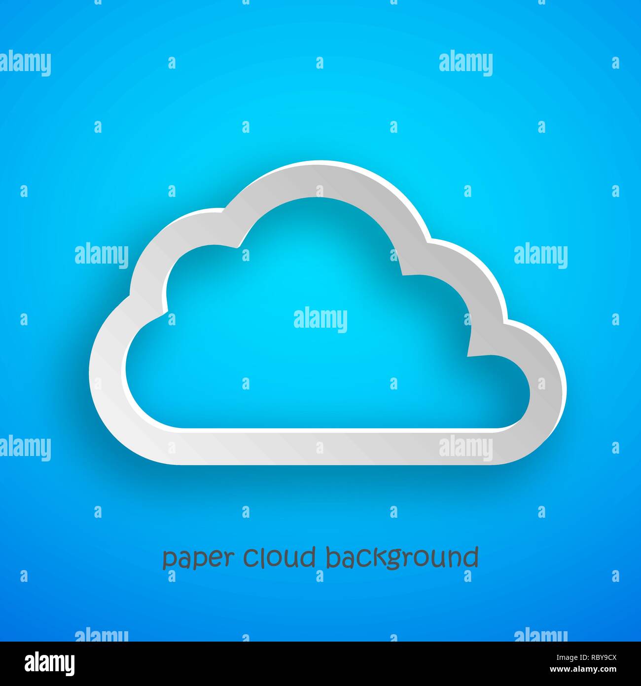 Arte della carta del cloud su sfondo blu. Illustrazione Vettoriale. Sfondo astratto con il cloud Illustrazione Vettoriale